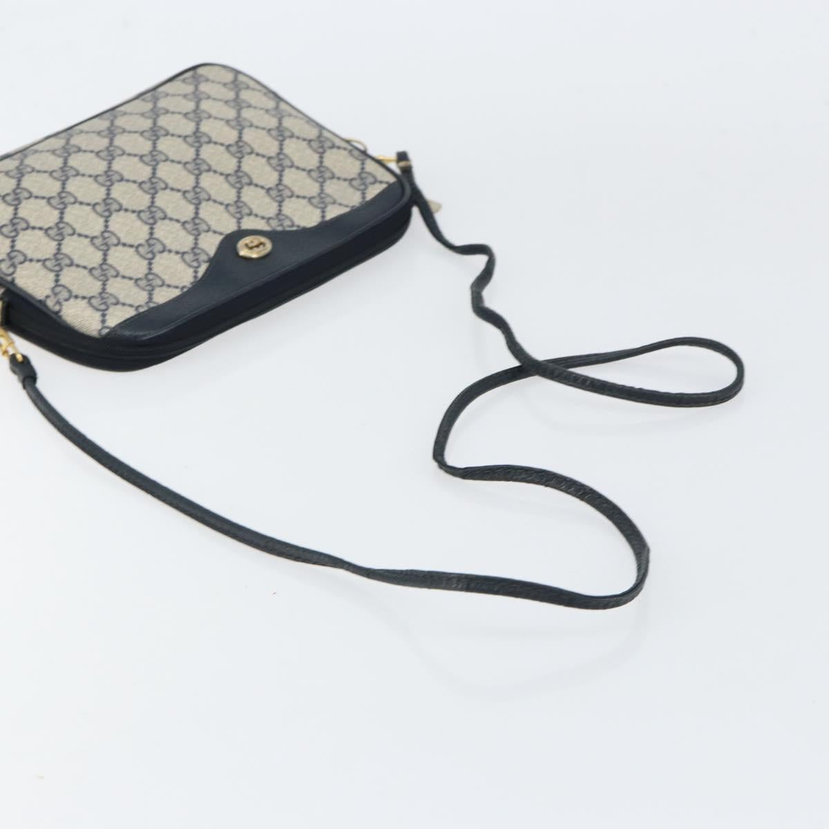 GUCCI GG Supreme Shoulder Bag PVC Navy Gold 97 02 068 Auth bs31133