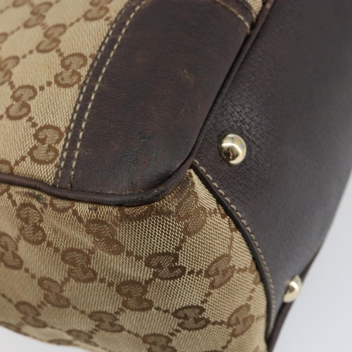GUCCI GG Canvas Web Sherry Line Tote Bag Beige Gold 177052 Auth bs31134