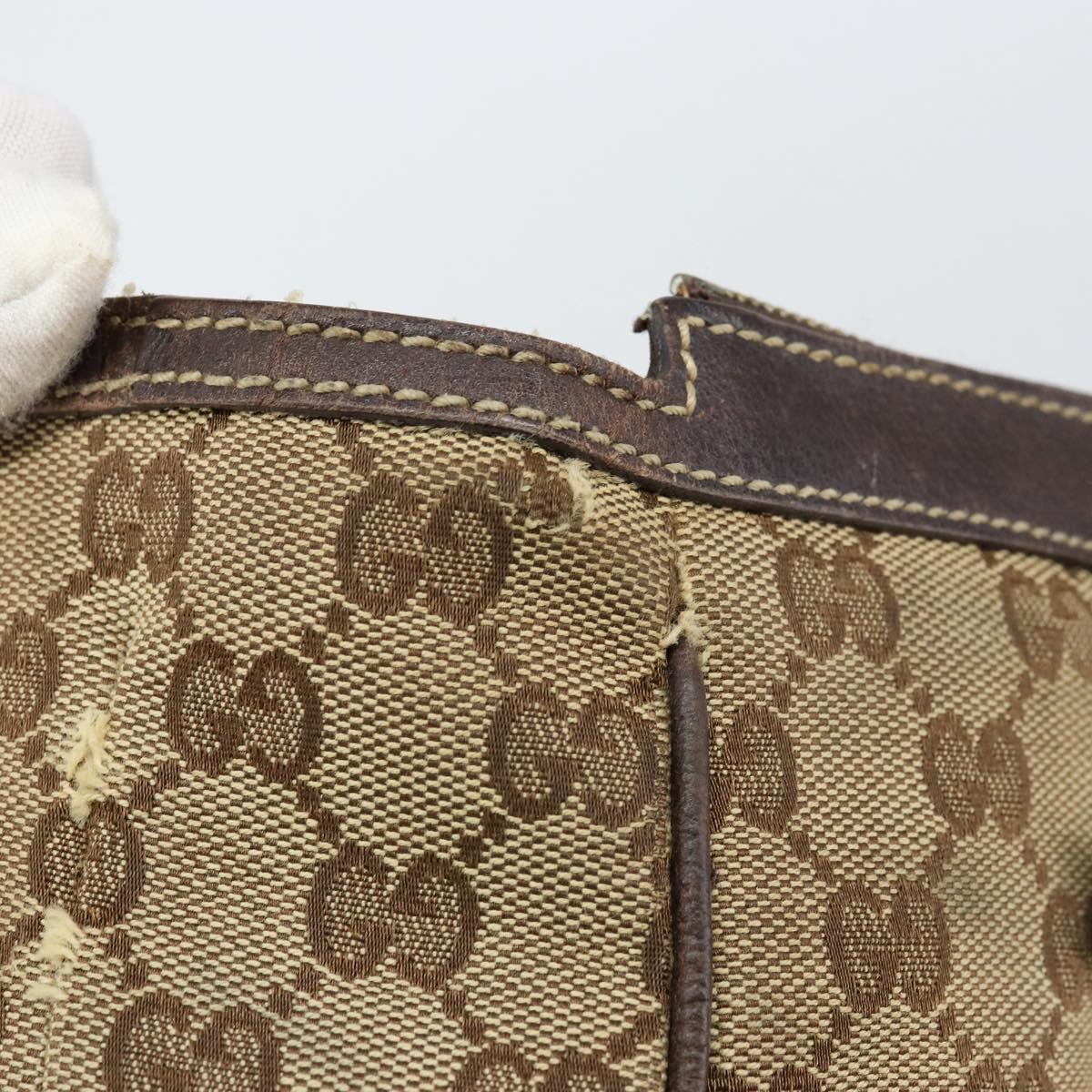 GUCCI GG Canvas Web Sherry Line Tote Bag Beige Gold 177052 Auth bs31134