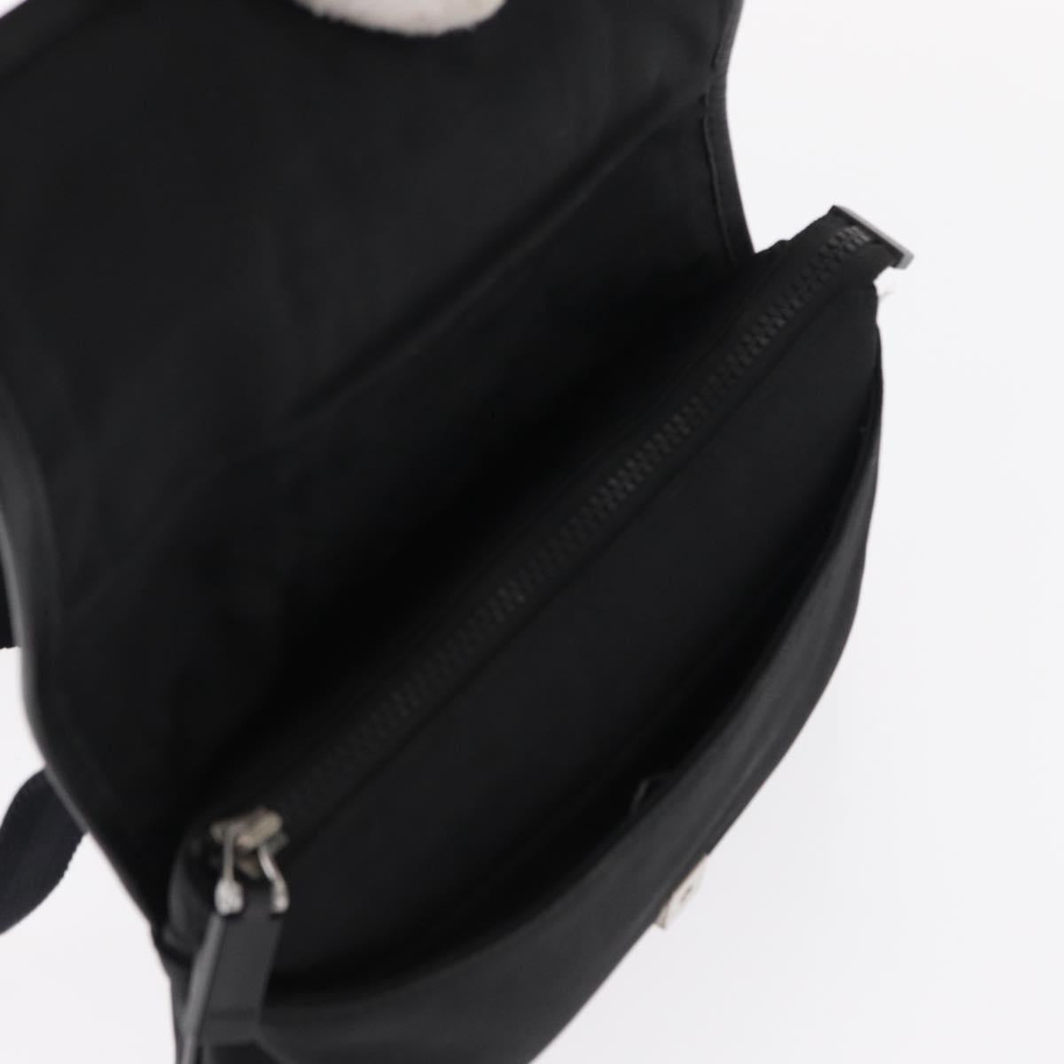 GUCCI Web Sherry Line Shoulder Bag Nylon Black Green 181064 Auth bs31135