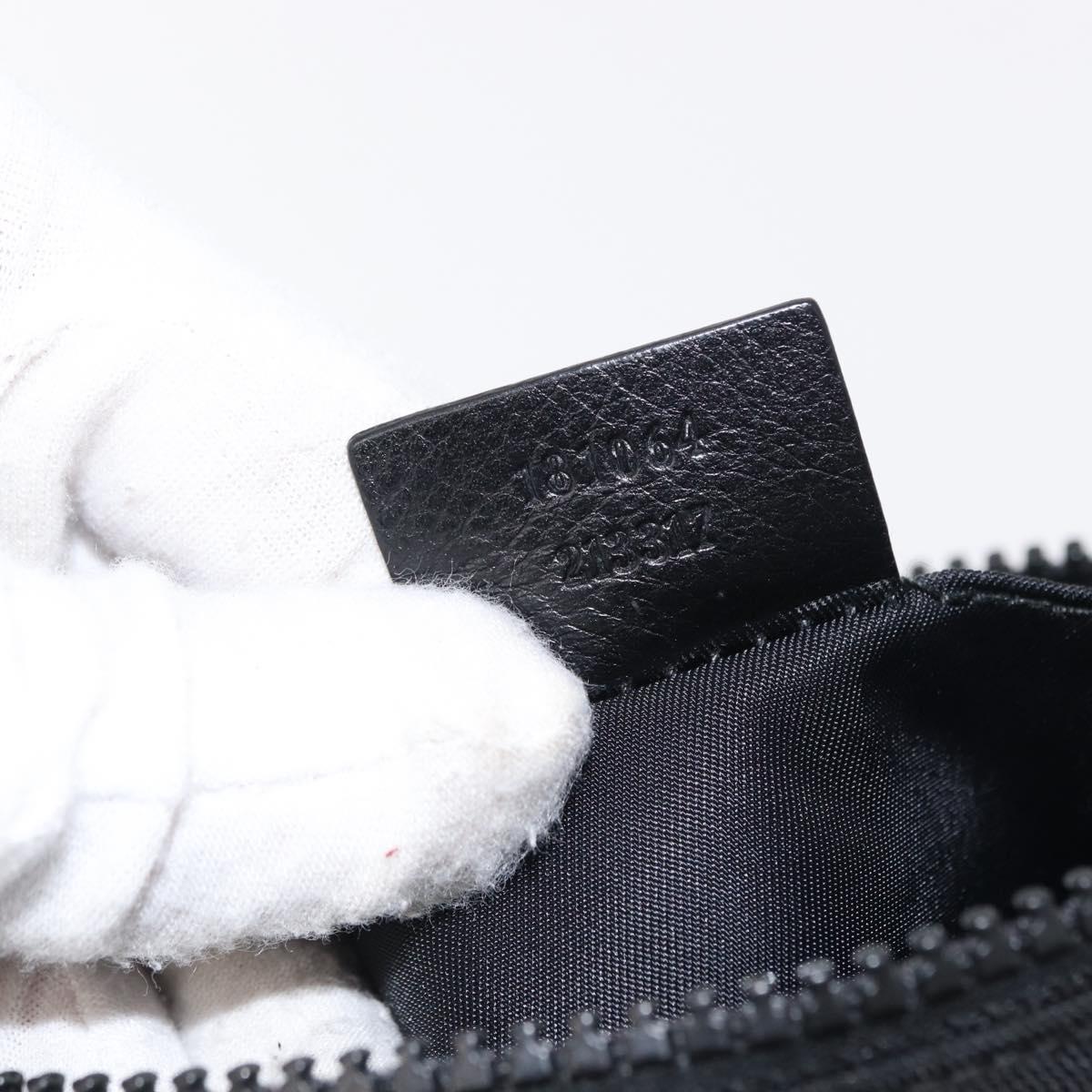 GUCCI Web Sherry Line Shoulder Bag Nylon Black Green 181064 Auth bs31135