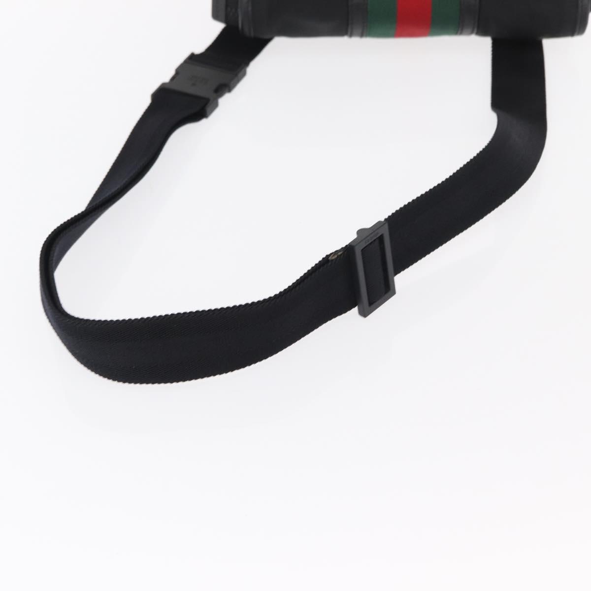 GUCCI Web Sherry Line Shoulder Bag Nylon Black Green 181064 Auth bs31135