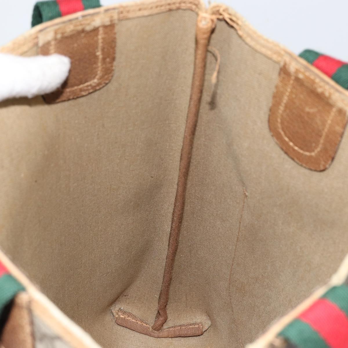 GUCCI GG Supreme Web Sherry Line Tote Bag PVC Beige 40 02 003 Auth bs31138