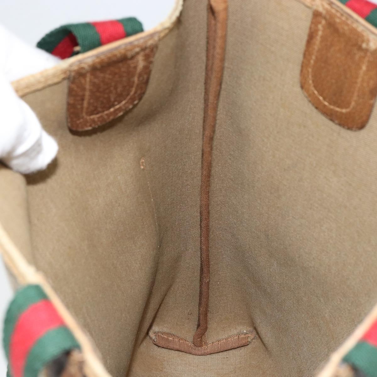 GUCCI GG Supreme Web Sherry Line Tote Bag PVC Beige 40 02 003 Auth bs31138