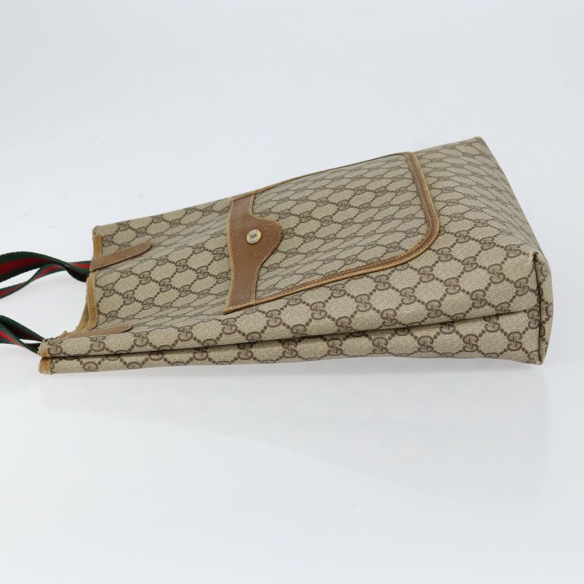 GUCCI GG Supreme Web Sherry Line Tote Bag PVC Beige 40 02 003 Auth bs31138