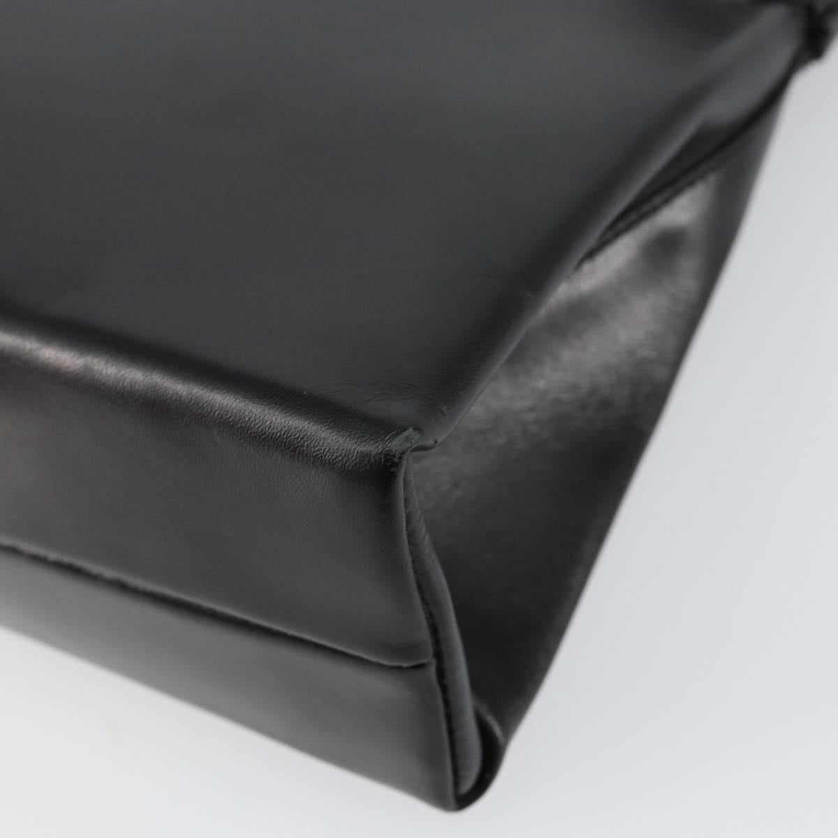 PRADA Hand Bag Leather Black Silver Auth bs31140