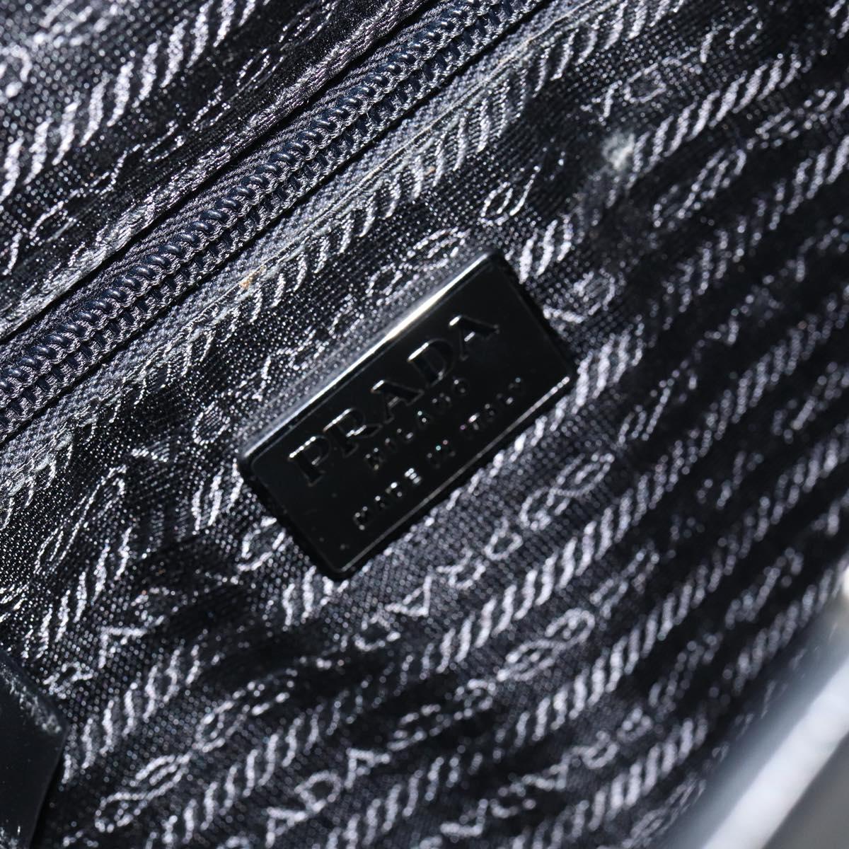 PRADA Hand Bag Leather Black Silver Auth bs31140