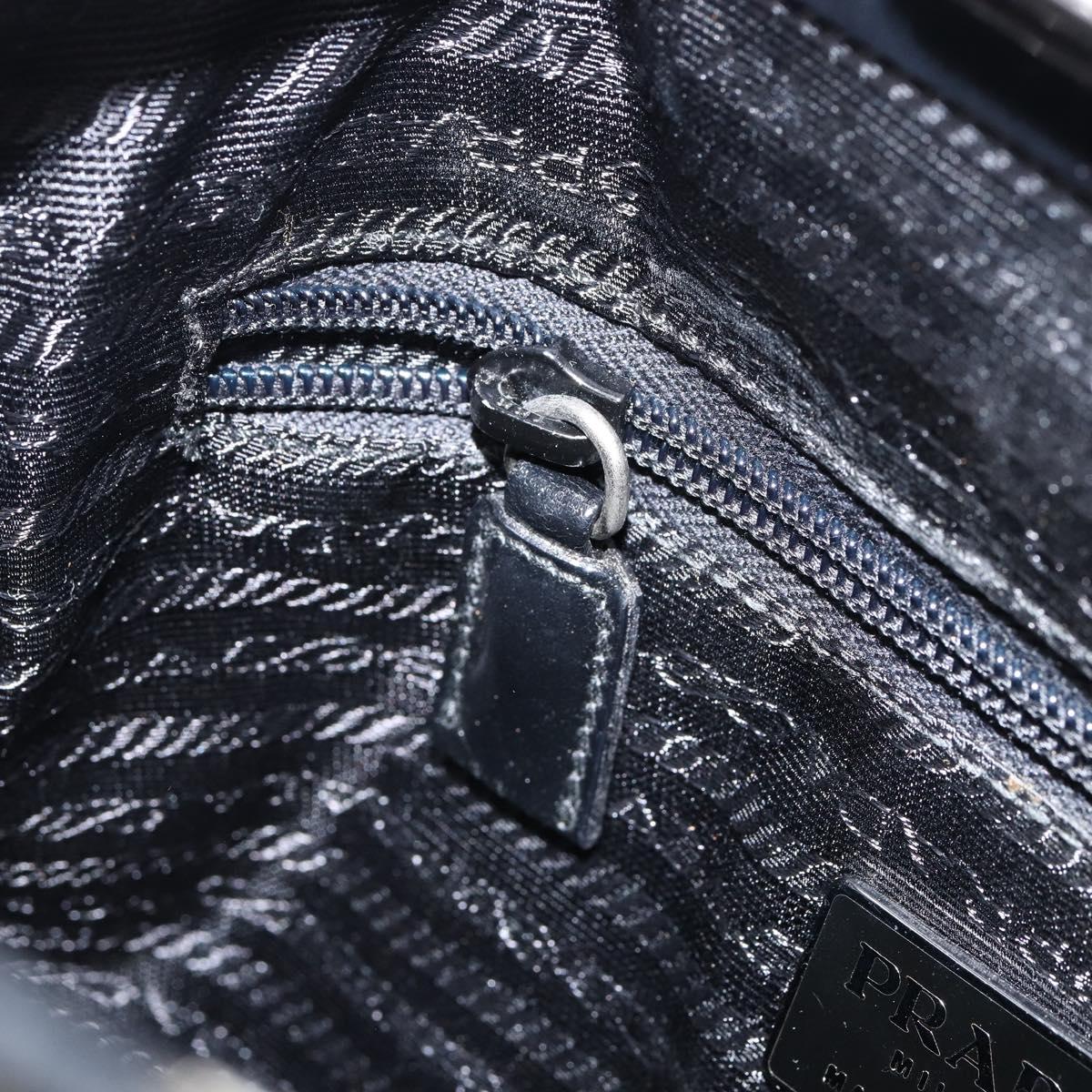 PRADA Hand Bag Leather Black Silver Auth bs31140