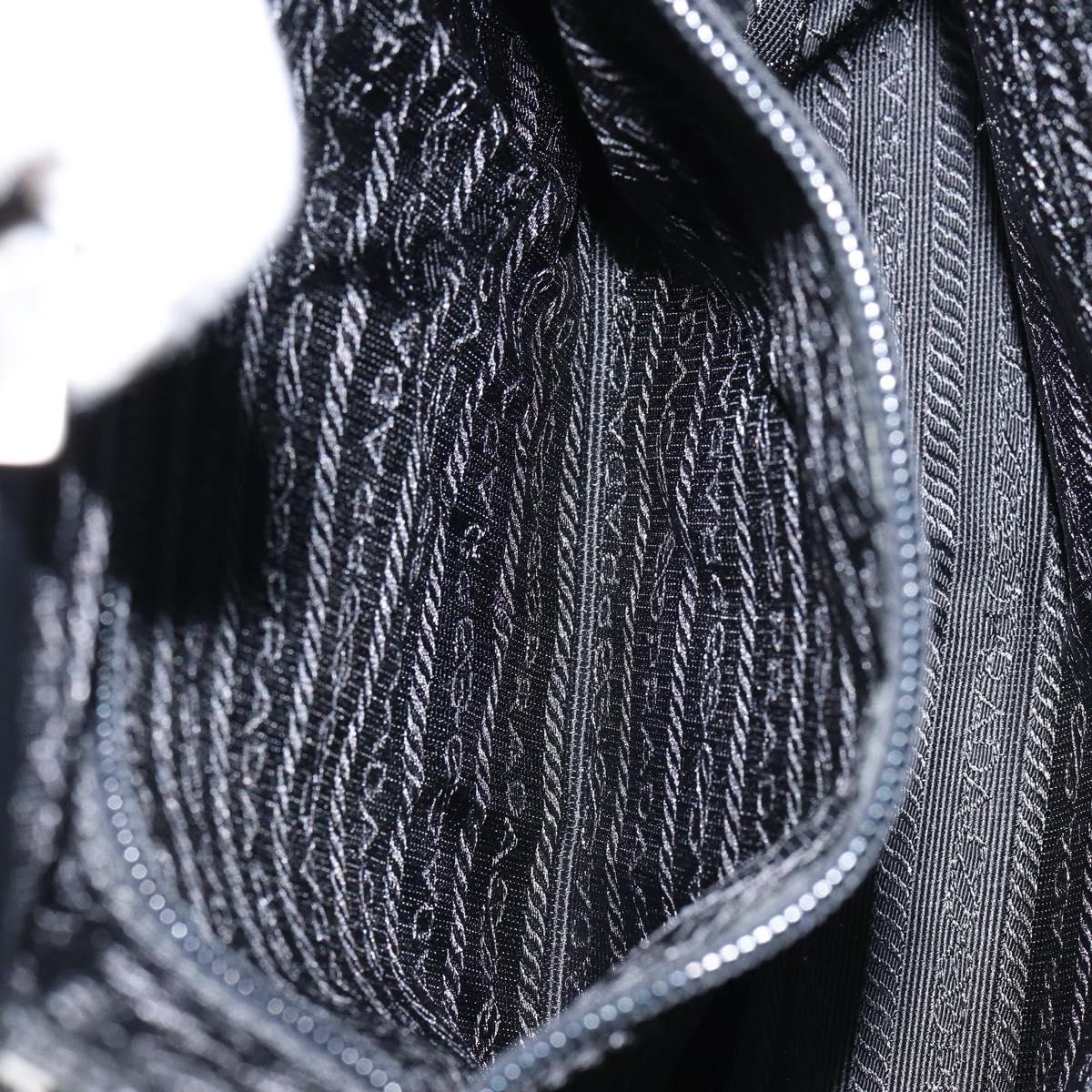 PRADA Hand Bag Leather Black Silver Auth bs31140