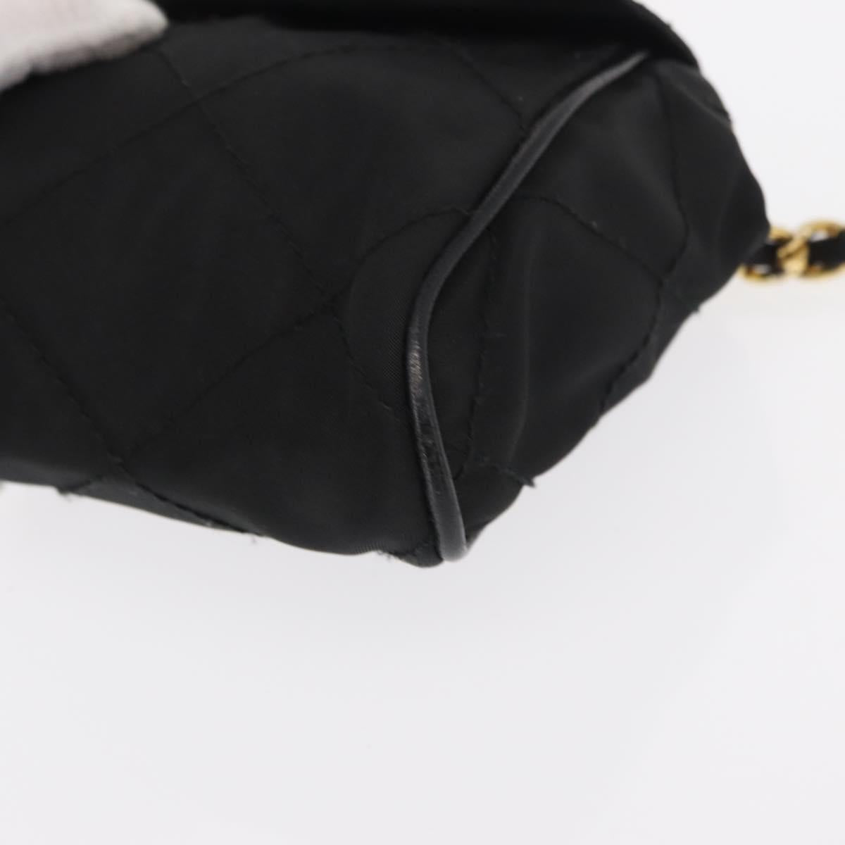PRADA Chain Shoulder Bag Nylon Black Gold Auth bs31141