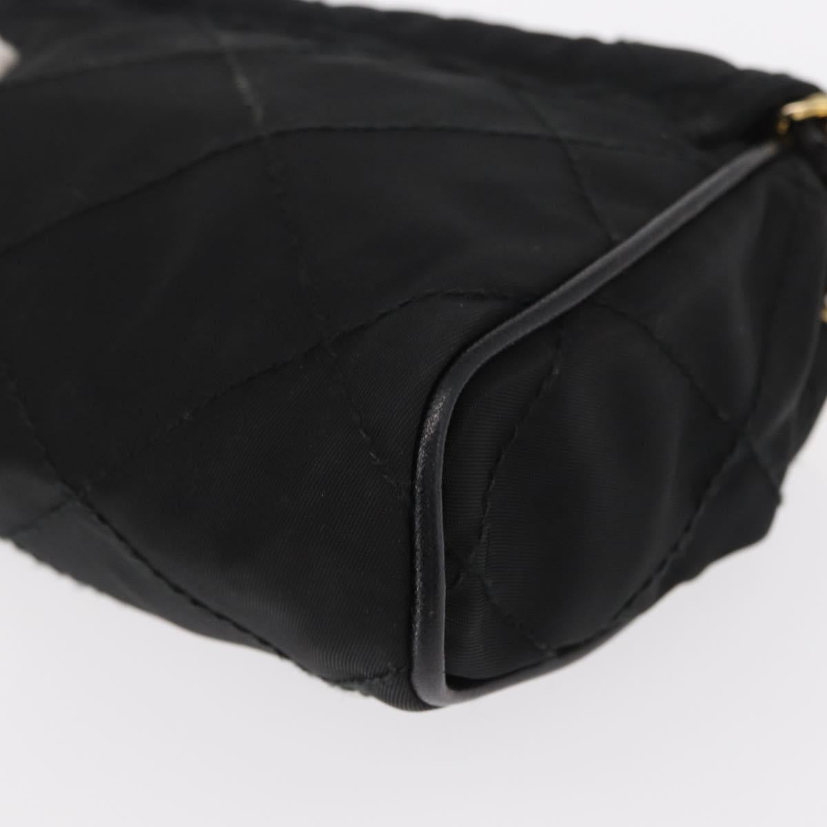 PRADA Chain Shoulder Bag Nylon Black Gold Auth bs31141