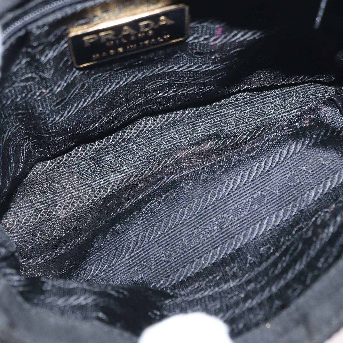 PRADA Chain Shoulder Bag Nylon Black Gold Auth bs31141