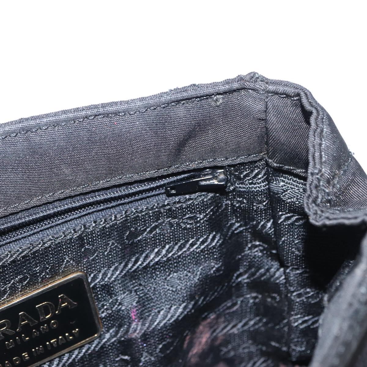 PRADA Chain Shoulder Bag Nylon Black Gold Auth bs31141