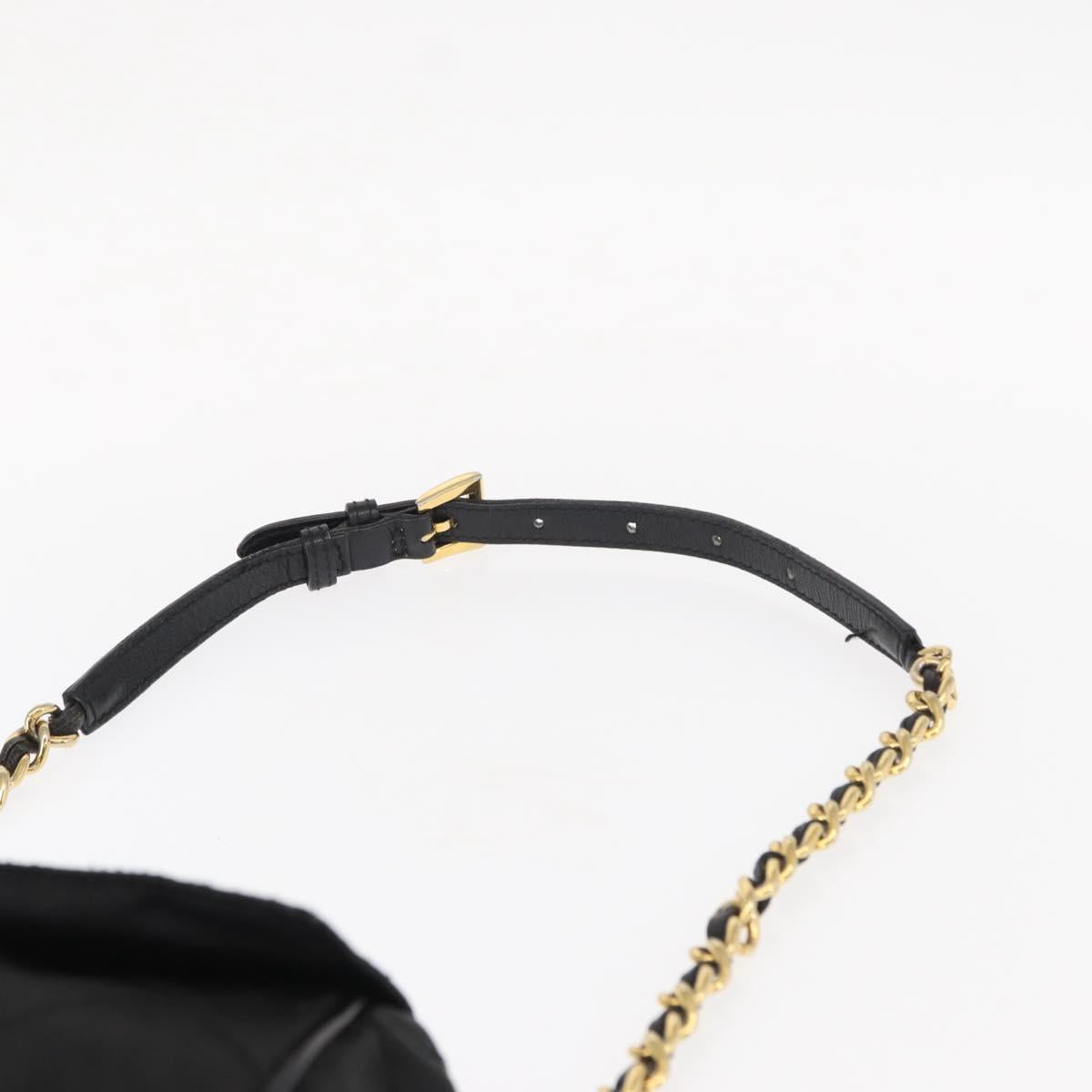 PRADA Chain Shoulder Bag Nylon Black Gold Auth bs31141