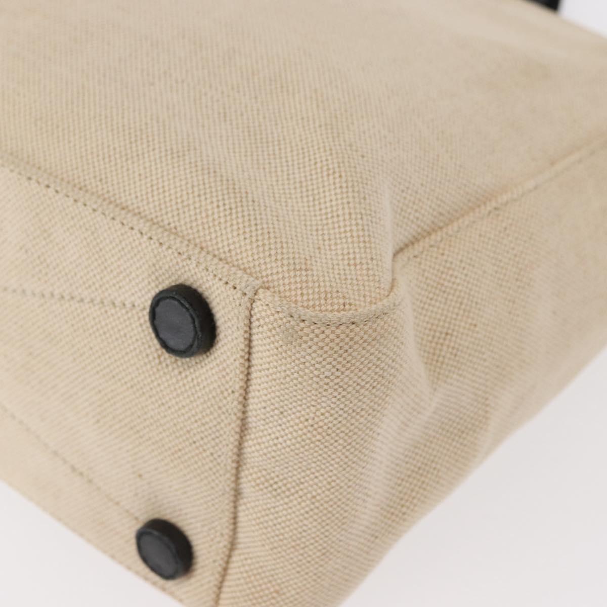 PRADA Hand Bag Canvas Beige Silver Auth bs31142