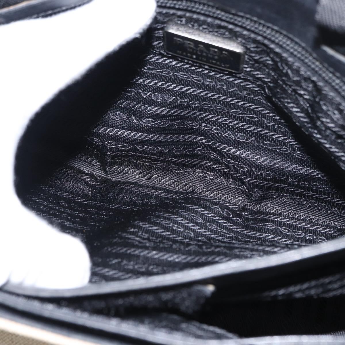 PRADA Hand Bag Canvas Beige Silver Auth bs31142