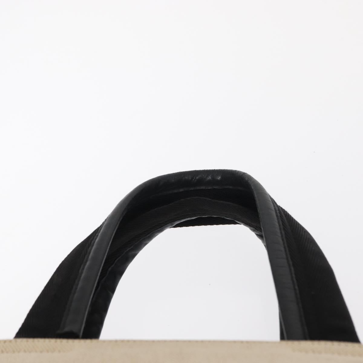 PRADA Hand Bag Canvas Beige Silver Auth bs31142