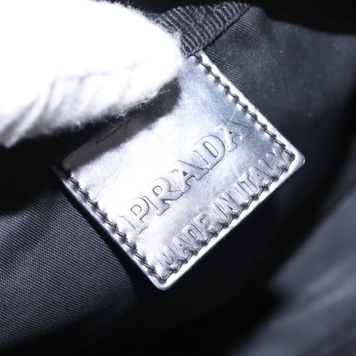PRADA Pouch Nylon Black Silver Auth bs31143