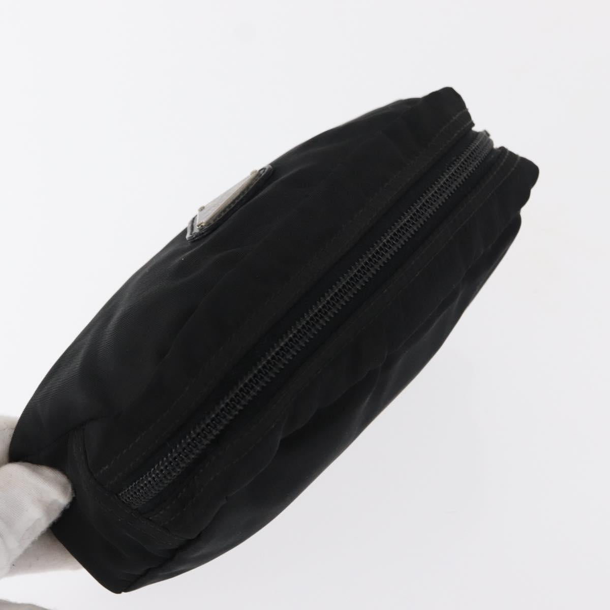 PRADA Pouch Nylon Black Silver Auth bs31143