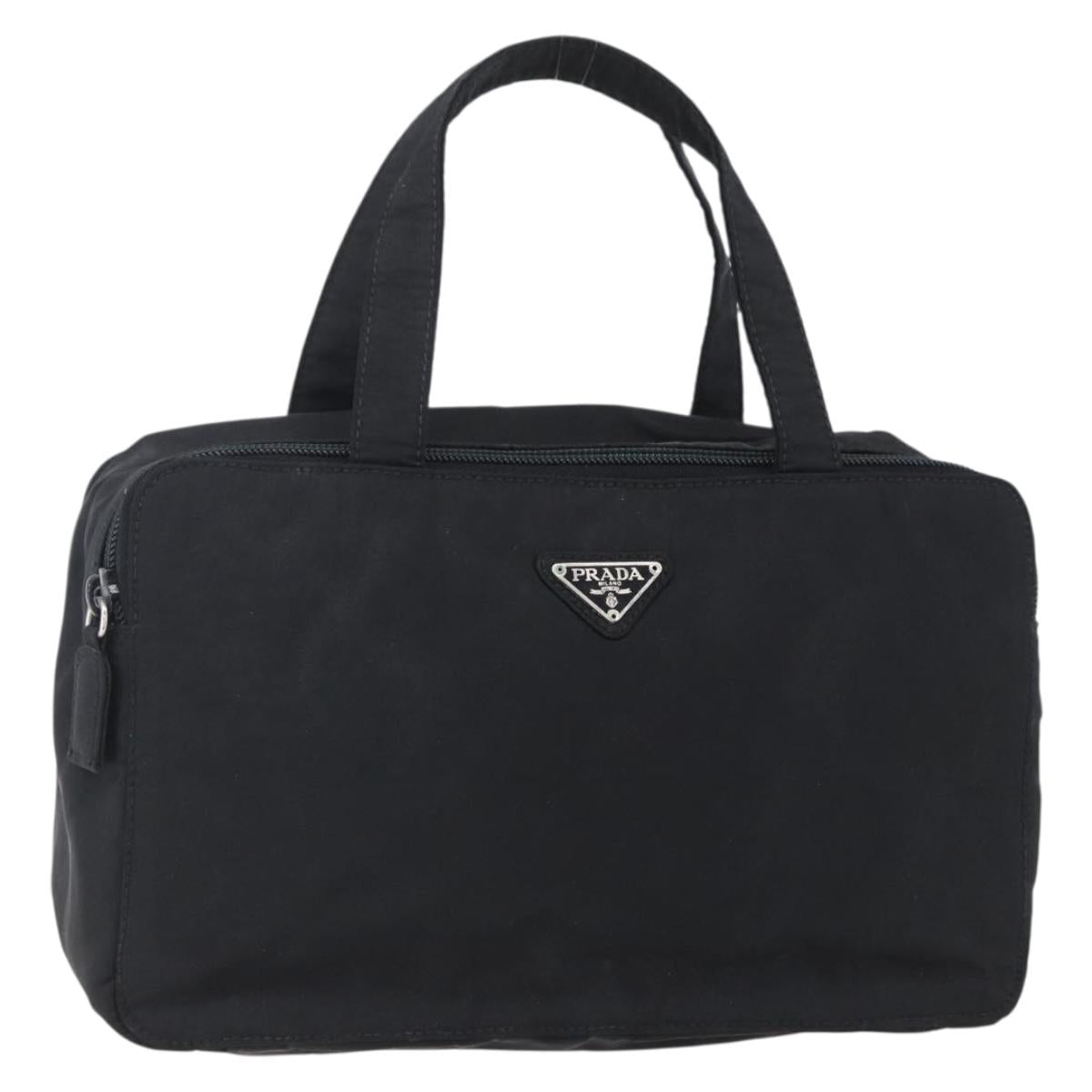 PRADA Hand Bag Nylon Black Silver Auth bs31144