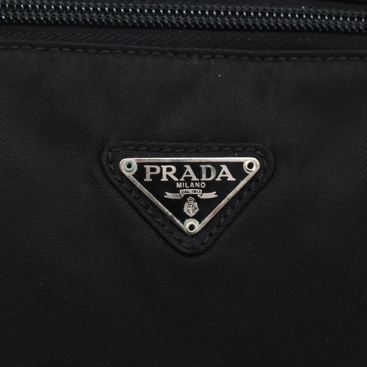 PRADA Hand Bag Nylon Black Silver Auth bs31144
