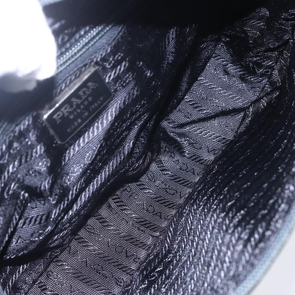 PRADA Hand Bag Nylon Black Silver Auth bs31144