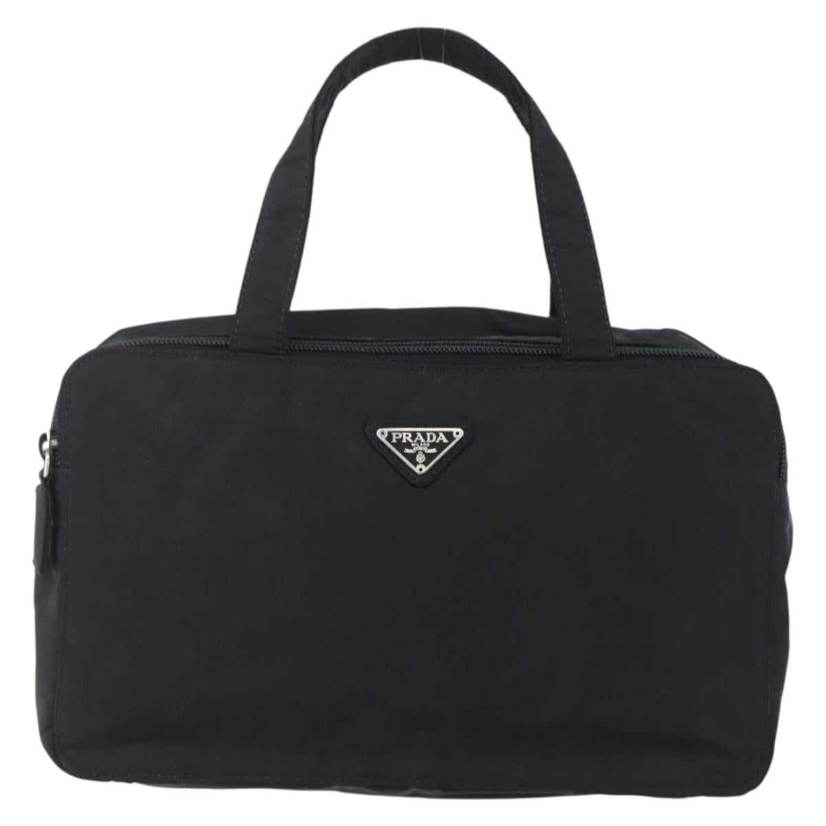 PRADA Hand Bag Nylon Black Silver Auth bs31144