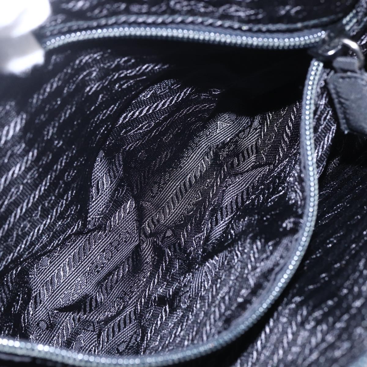 PRADA Hand Bag Nylon Black Silver Auth bs31144