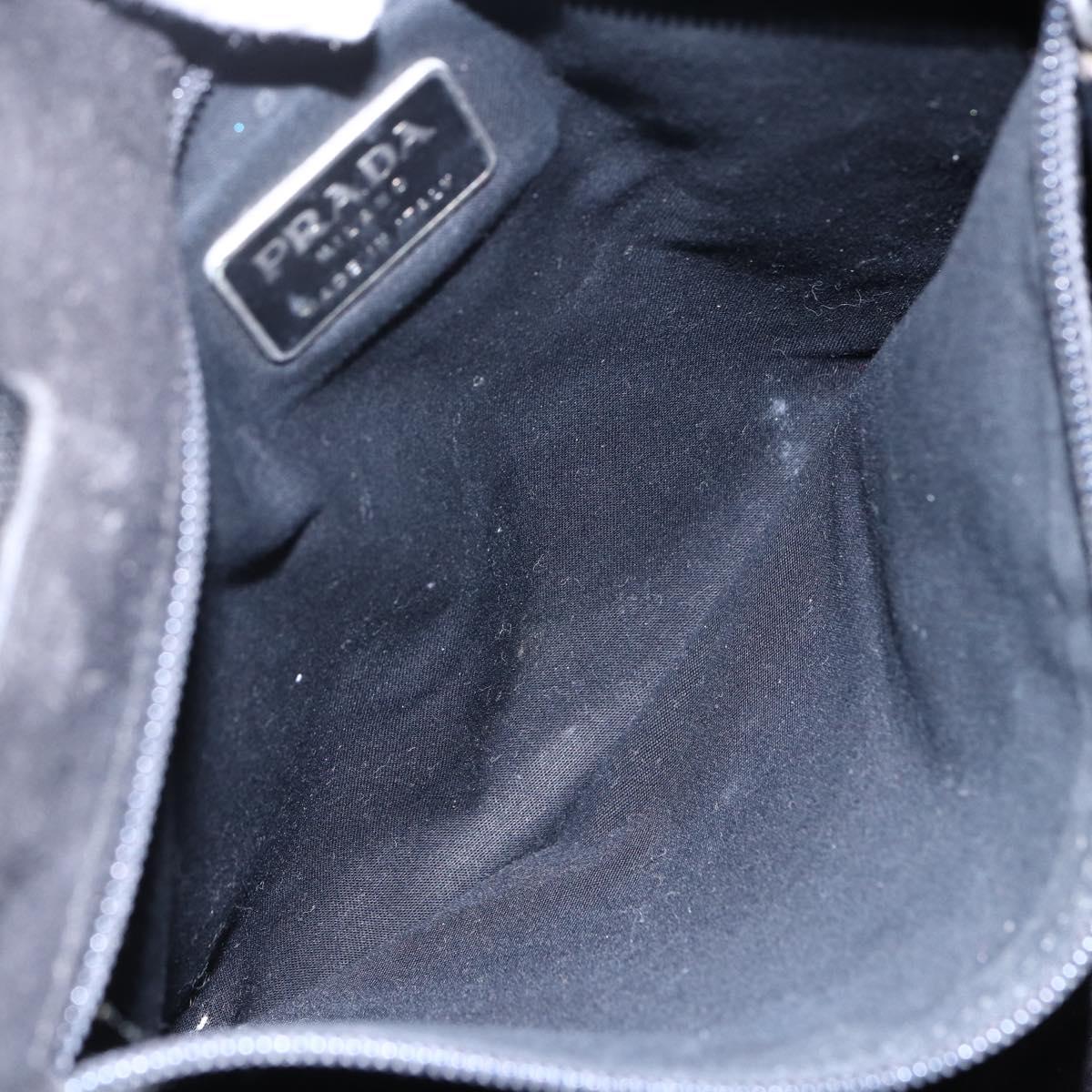 PRADA Hand Bag Leather Black Silver Auth bs31147