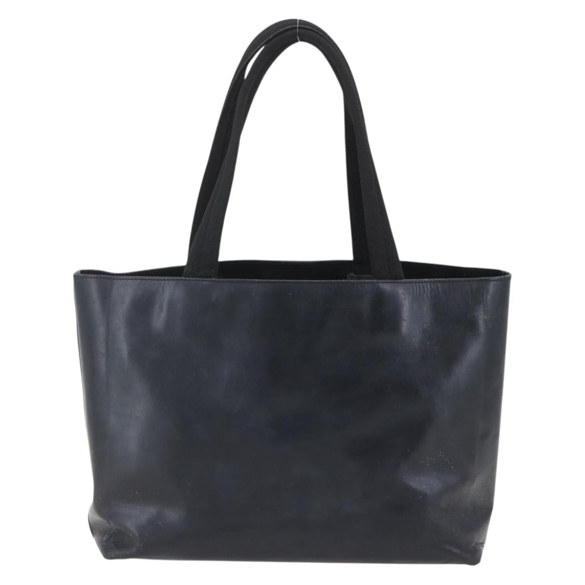 PRADA Hand Bag Leather Black Silver Auth bs31147