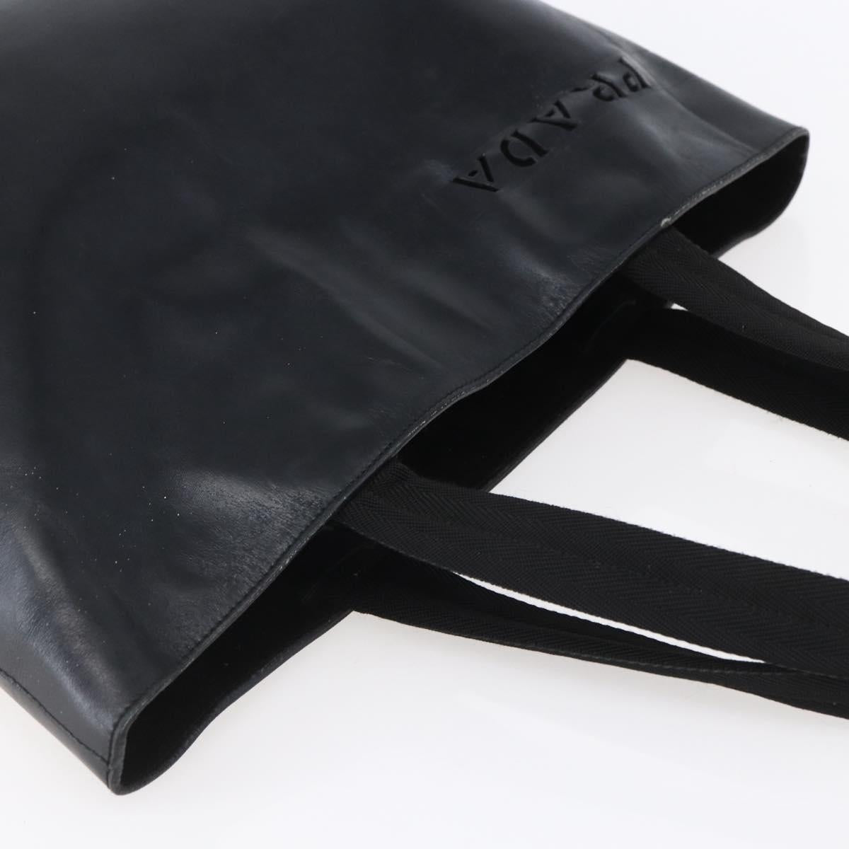 PRADA Hand Bag Leather Black Silver Auth bs31147