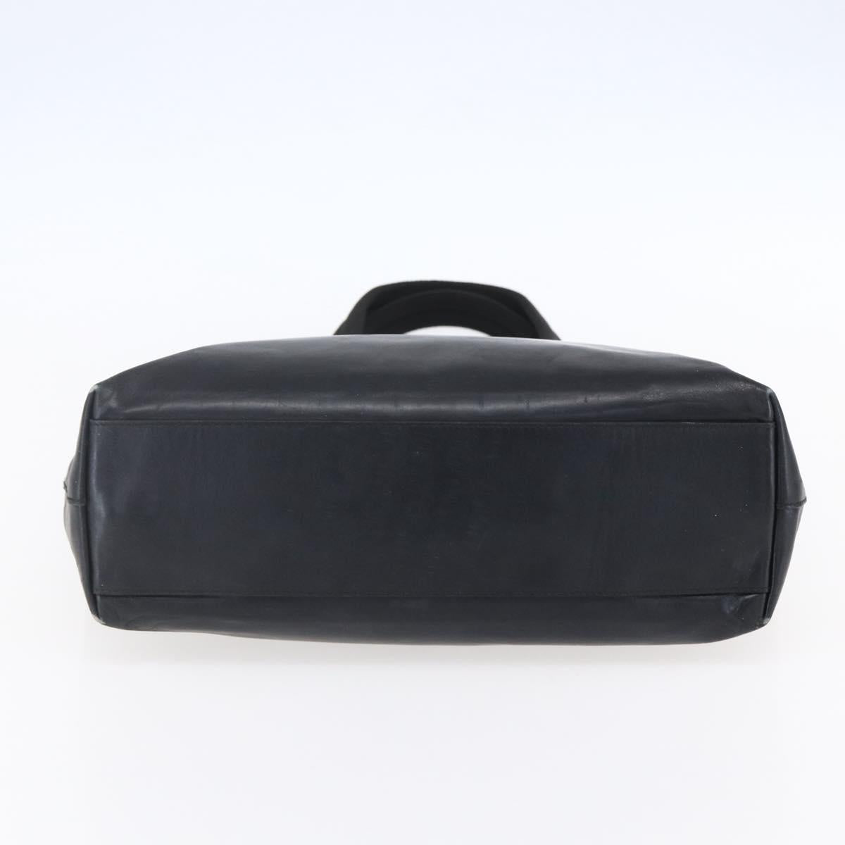 PRADA Hand Bag Leather Black Silver Auth bs31147