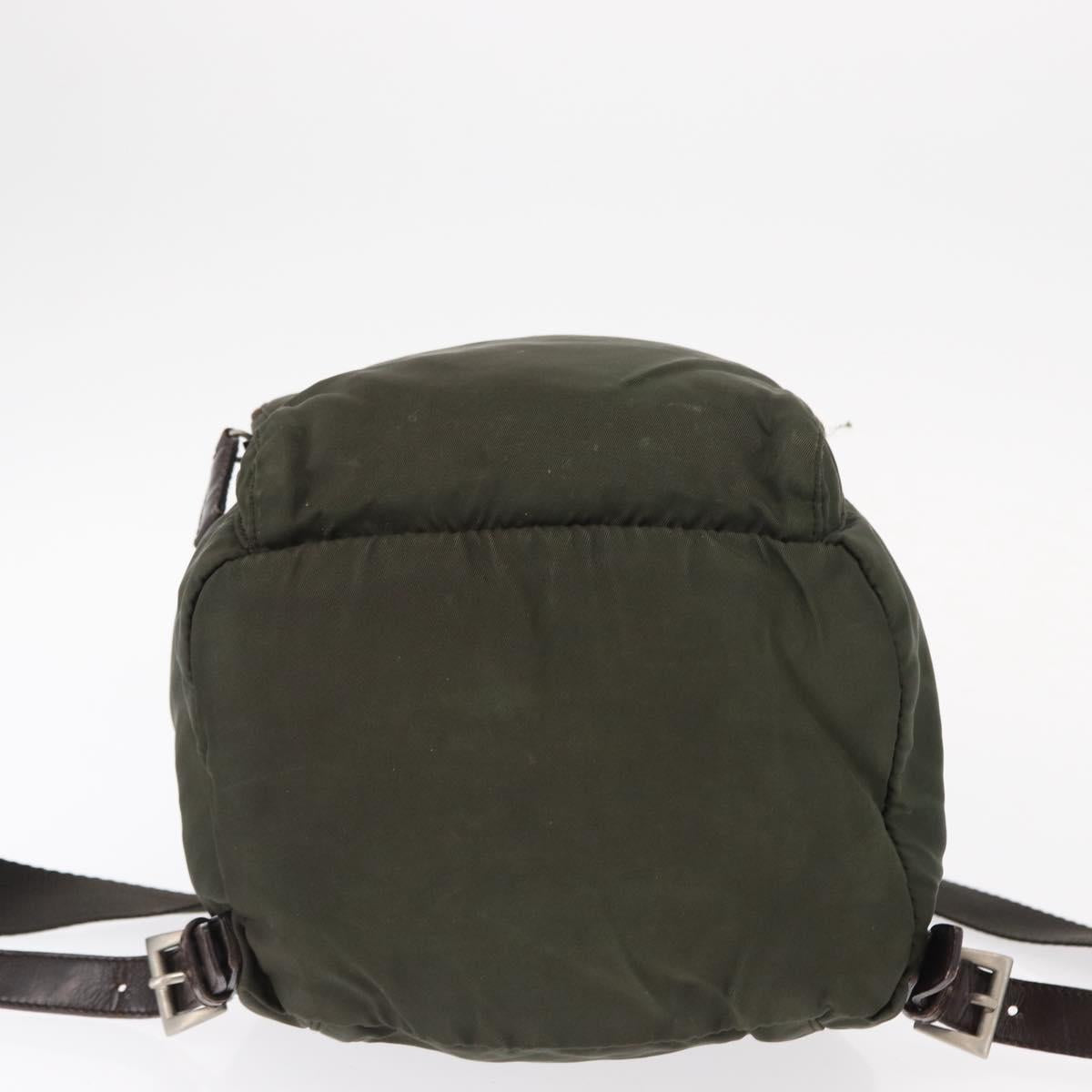 PRADA Backpack Nylon Khaki Silver Auth bs31148