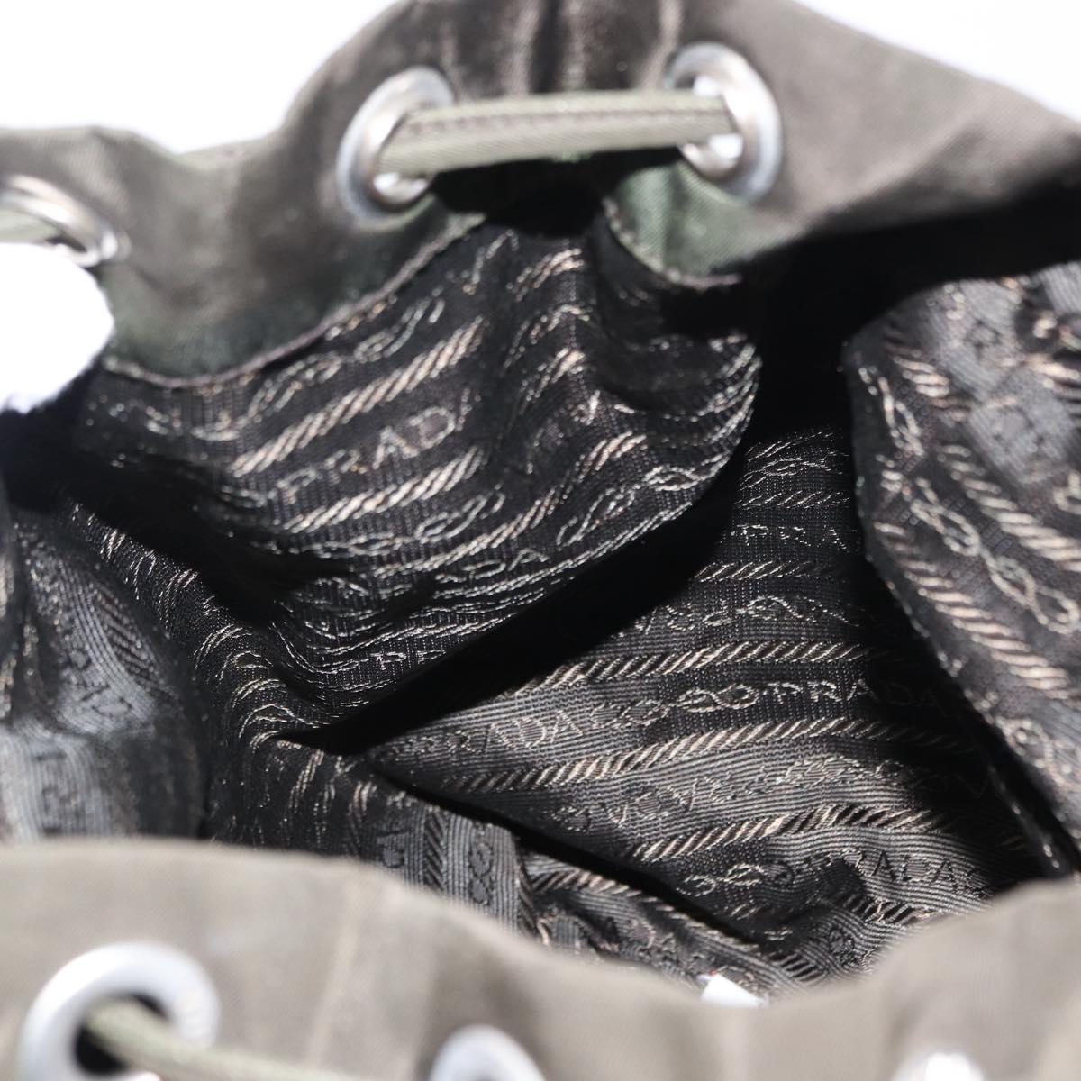 PRADA Backpack Nylon Khaki Silver Auth bs31148