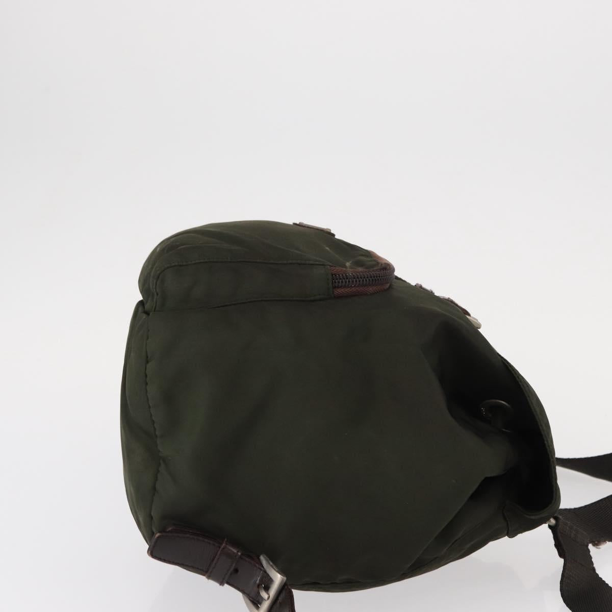 PRADA Backpack Nylon Khaki Silver Auth bs31148