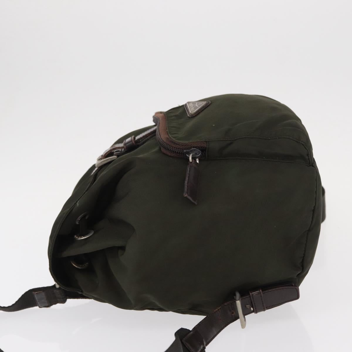 PRADA Backpack Nylon Khaki Silver Auth bs31148