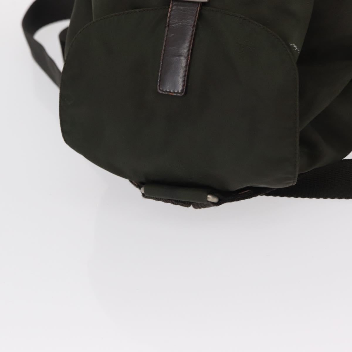 PRADA Backpack Nylon Khaki Silver Auth bs31148
