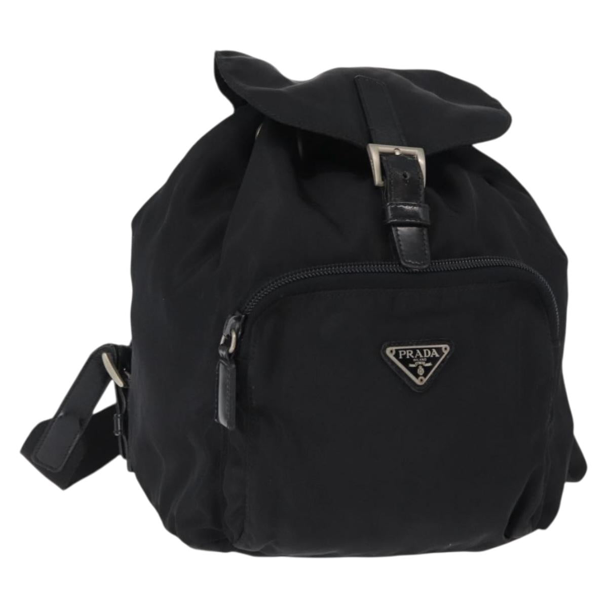 PRADA Backpack Nylon Black Silver Auth bs31149