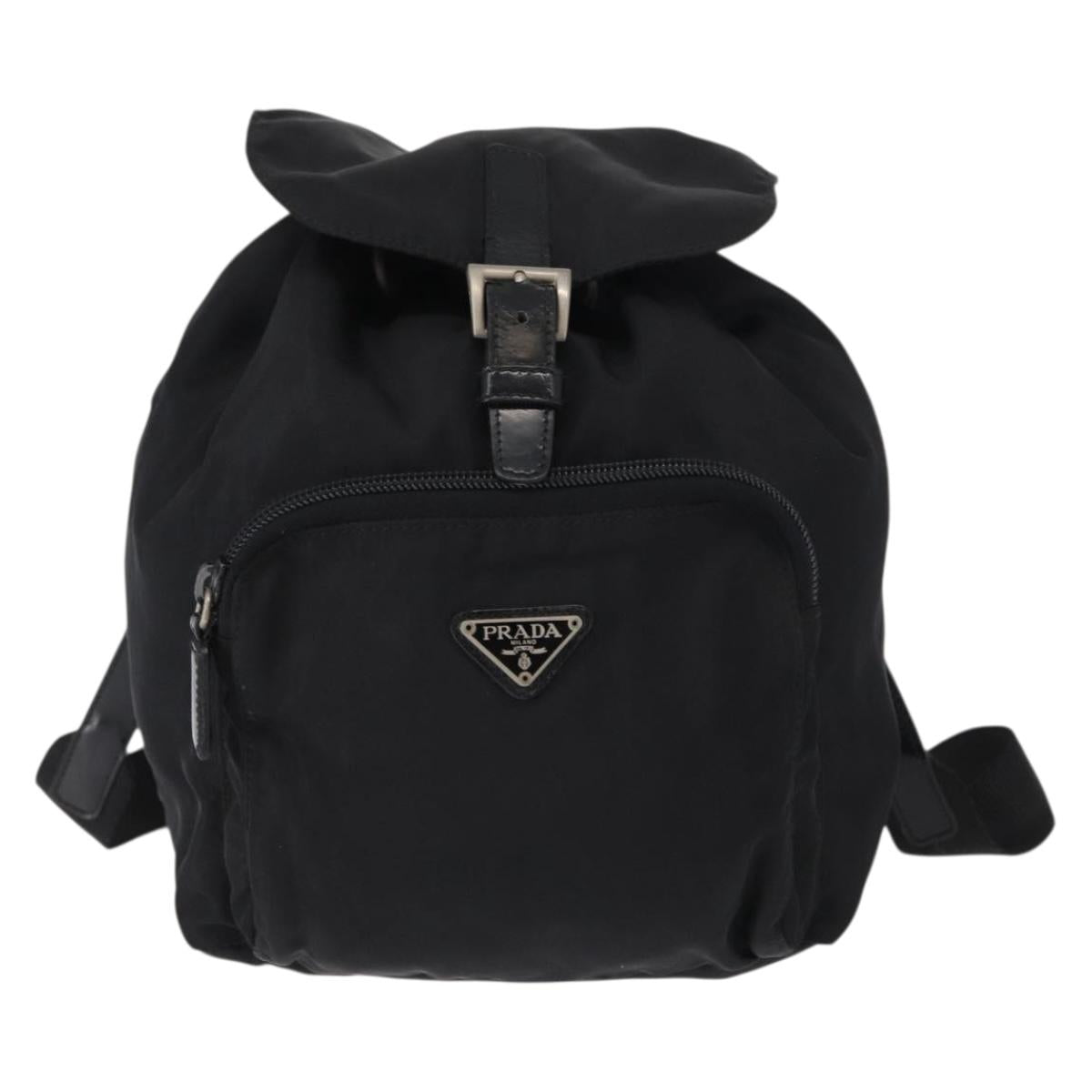 PRADA Backpack Nylon Black Silver Auth bs31149