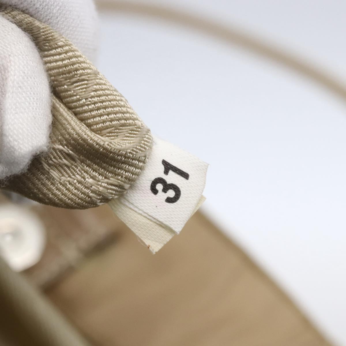 PRADA Tote Bag Nylon Leather Beige Silver Auth bs31154