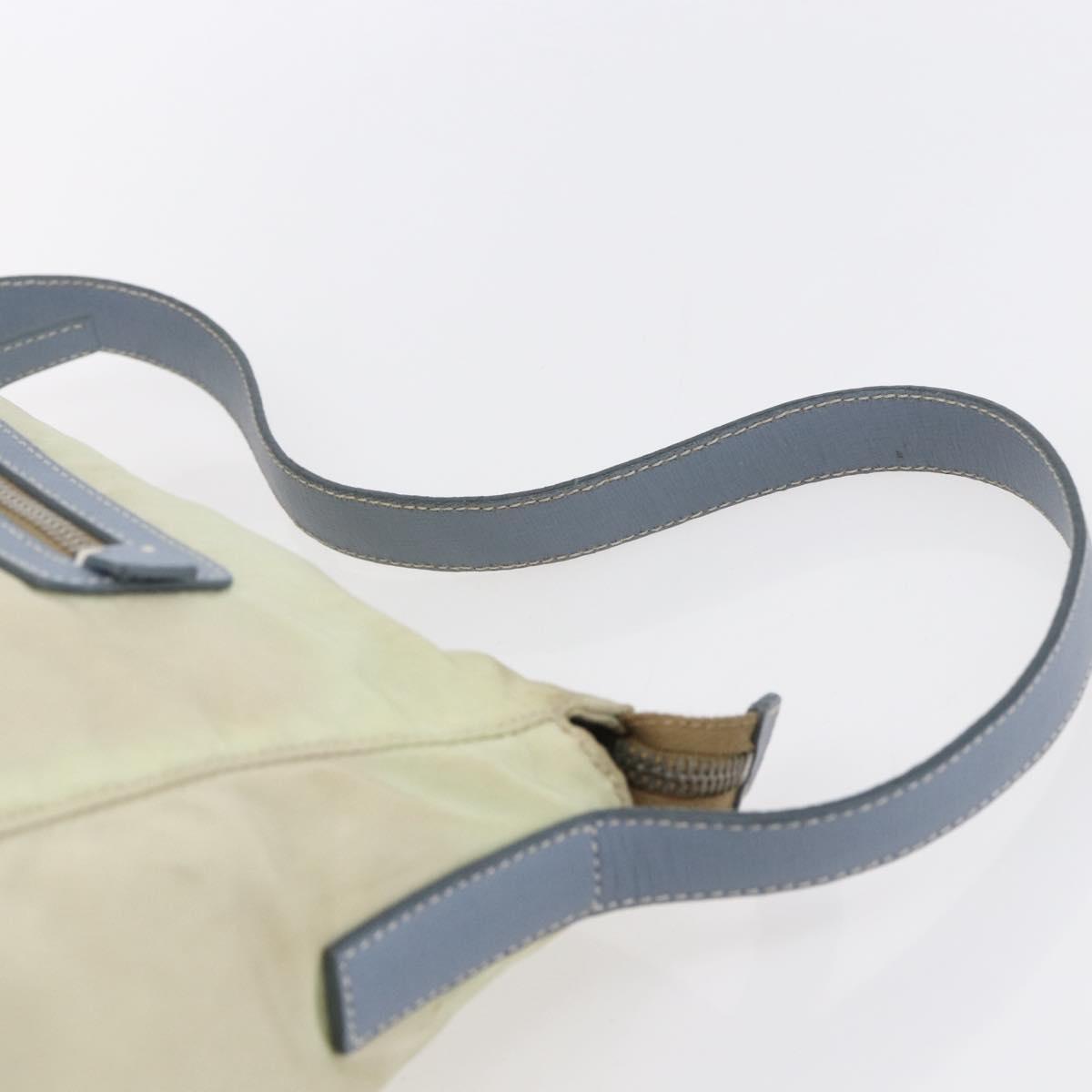 PRADA Shoulder Bag Nylon Leather Beige Silver Auth bs31155