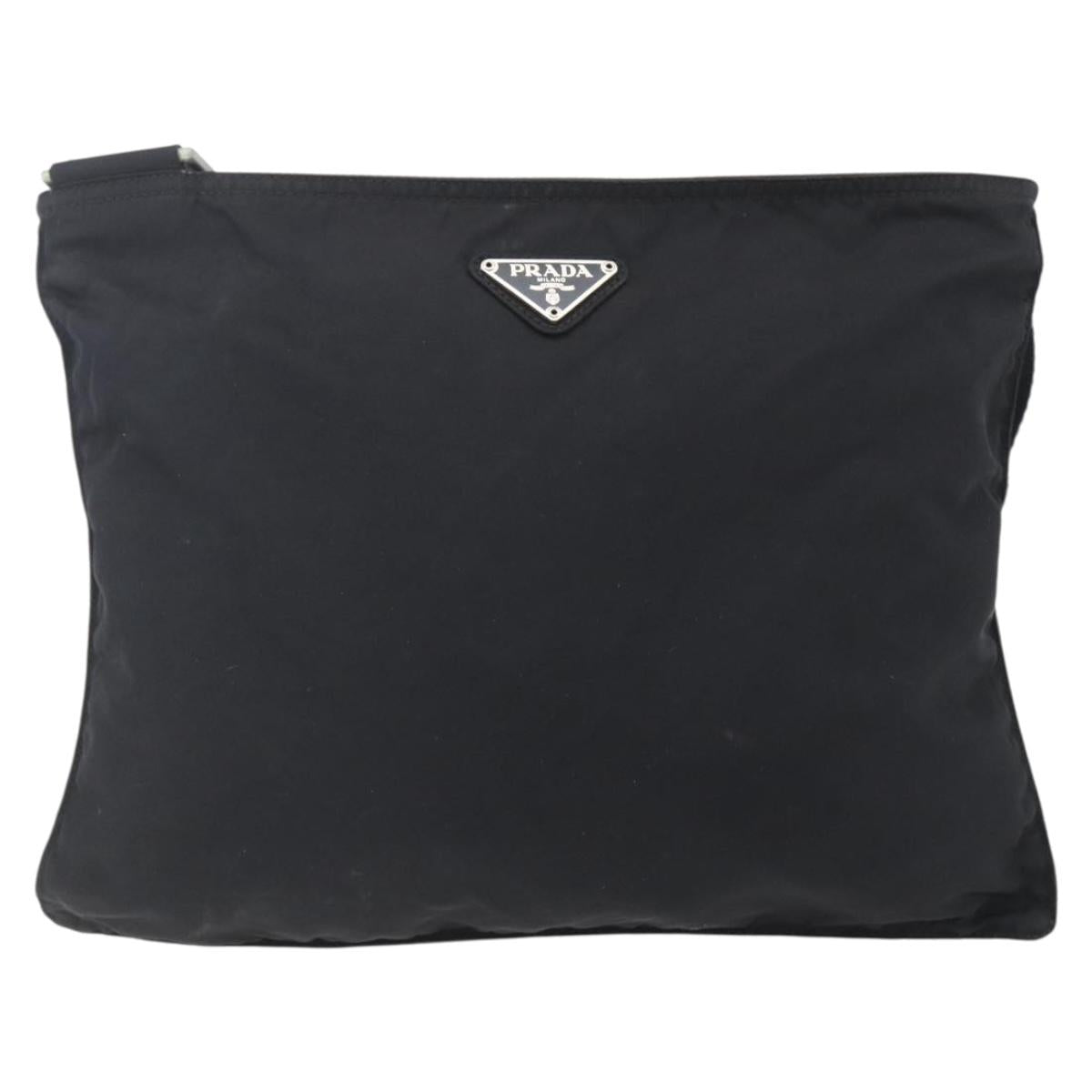 PRADA Shoulder Bag Nylon Black Silver Auth bs31158