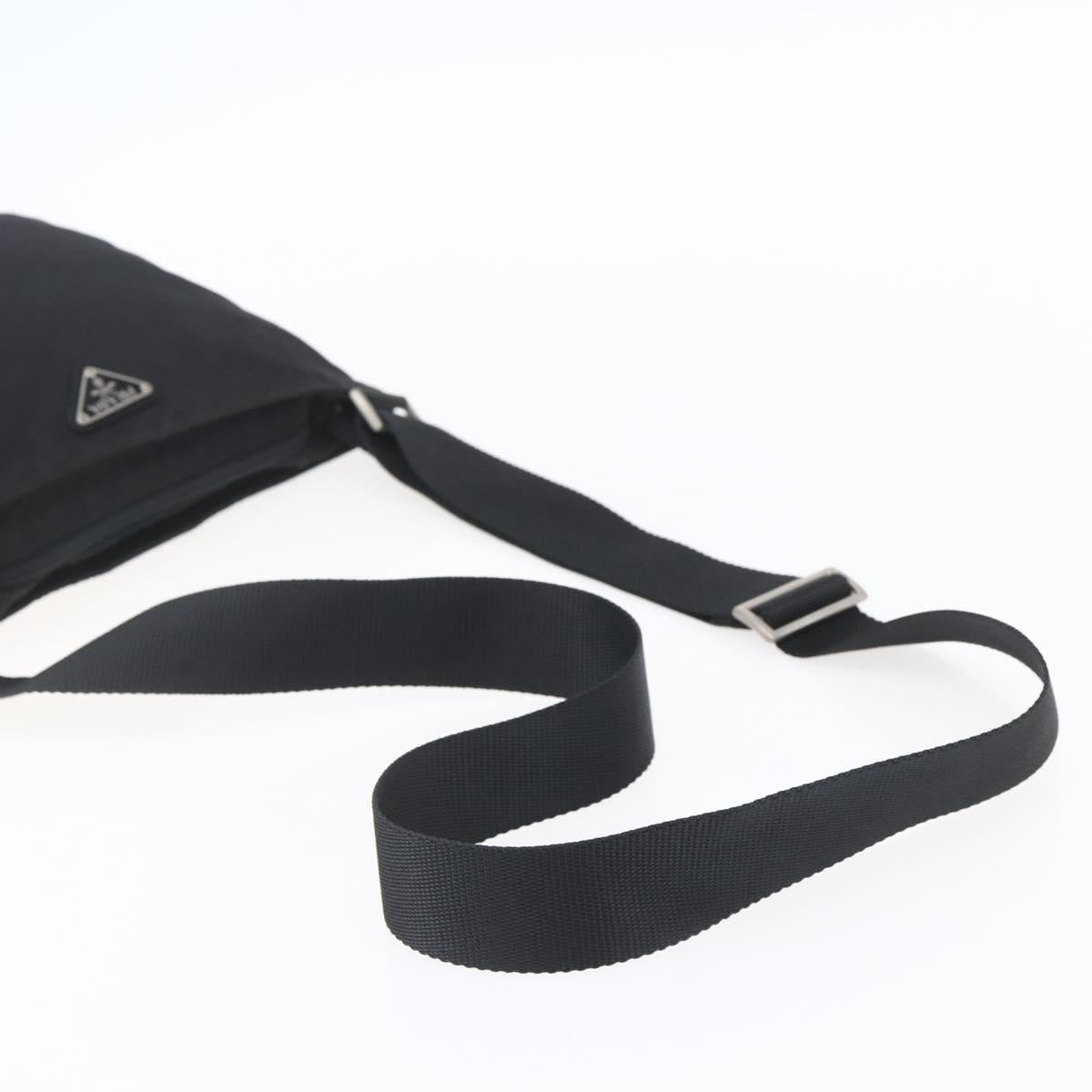 PRADA Shoulder Bag Nylon Black Silver Auth bs31158