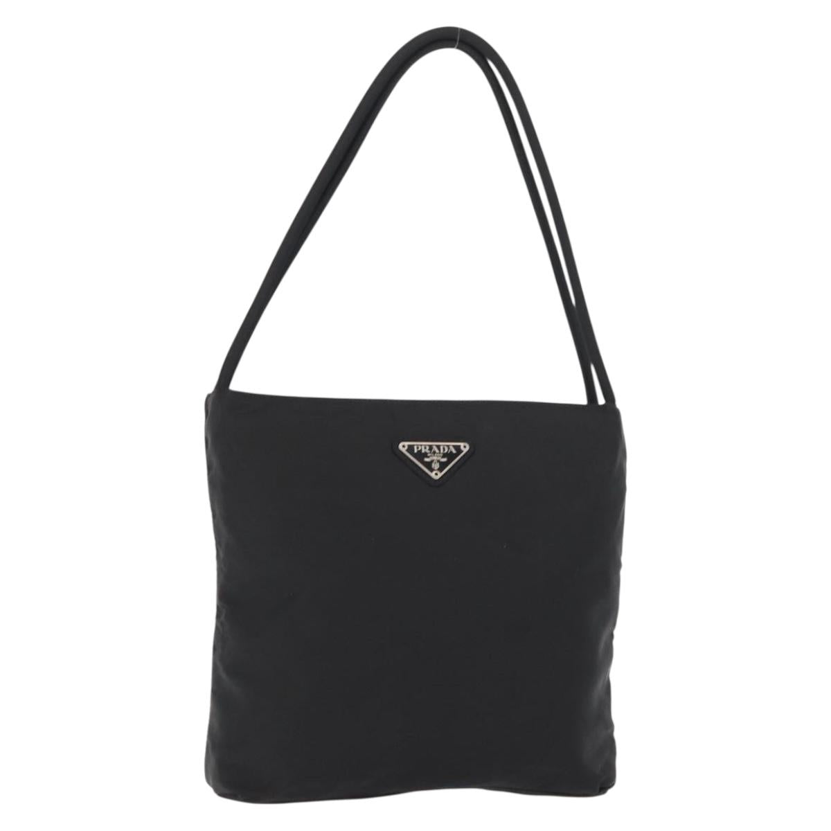 PRADA Hand Bag Nylon Black Silver Auth bs31159