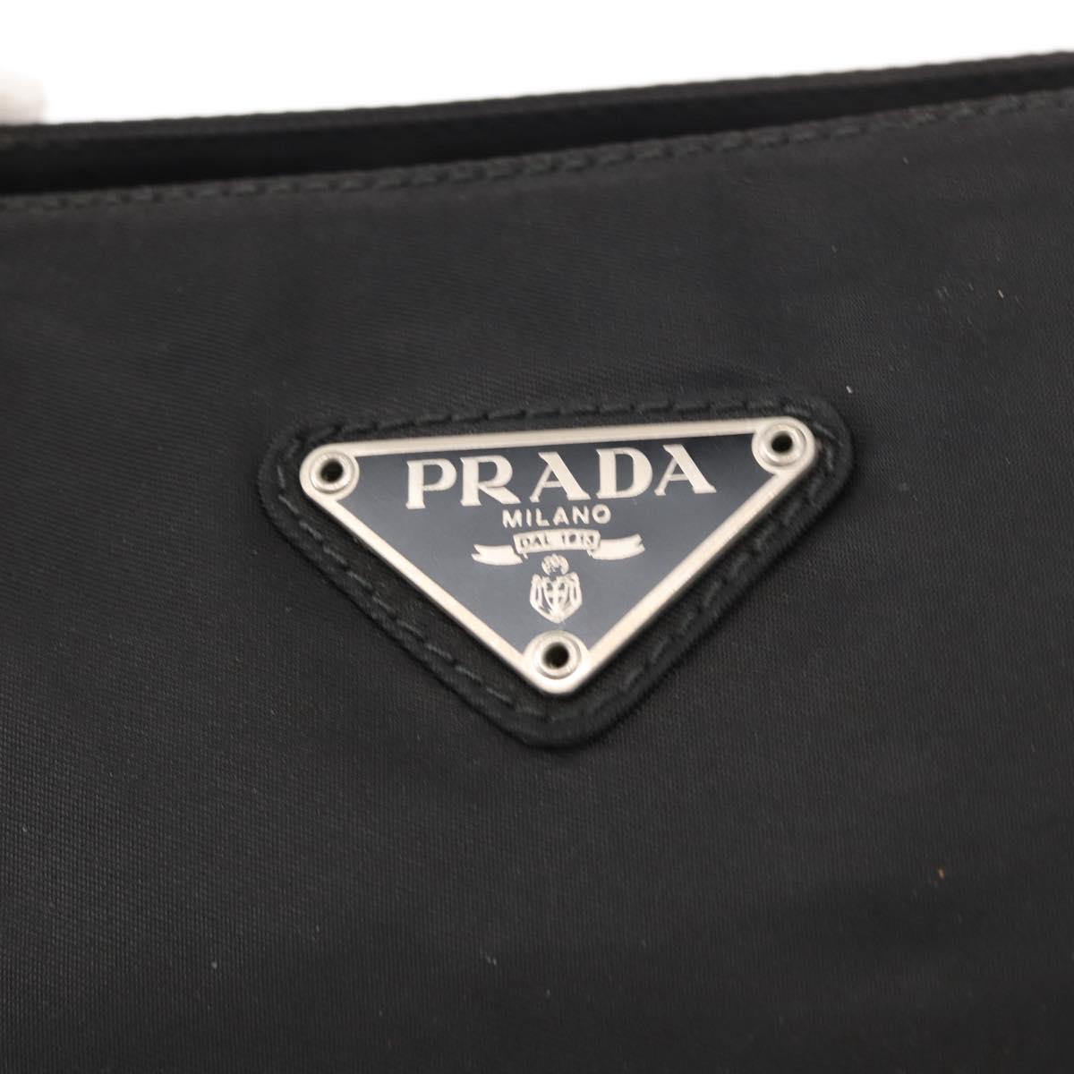PRADA Hand Bag Nylon Black Silver Auth bs31159