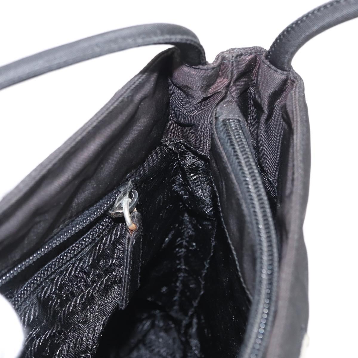 PRADA Hand Bag Nylon Black Silver Auth bs31159