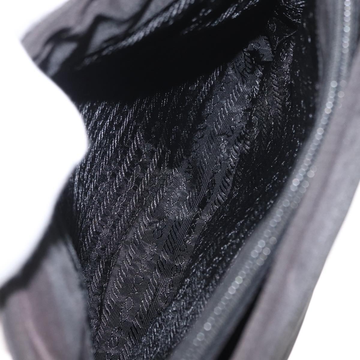 PRADA Hand Bag Nylon Black Silver Auth bs31159