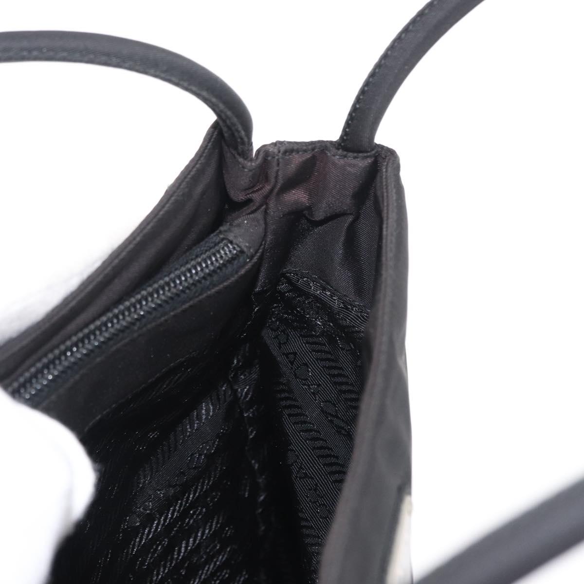 PRADA Hand Bag Nylon Black Silver Auth bs31159