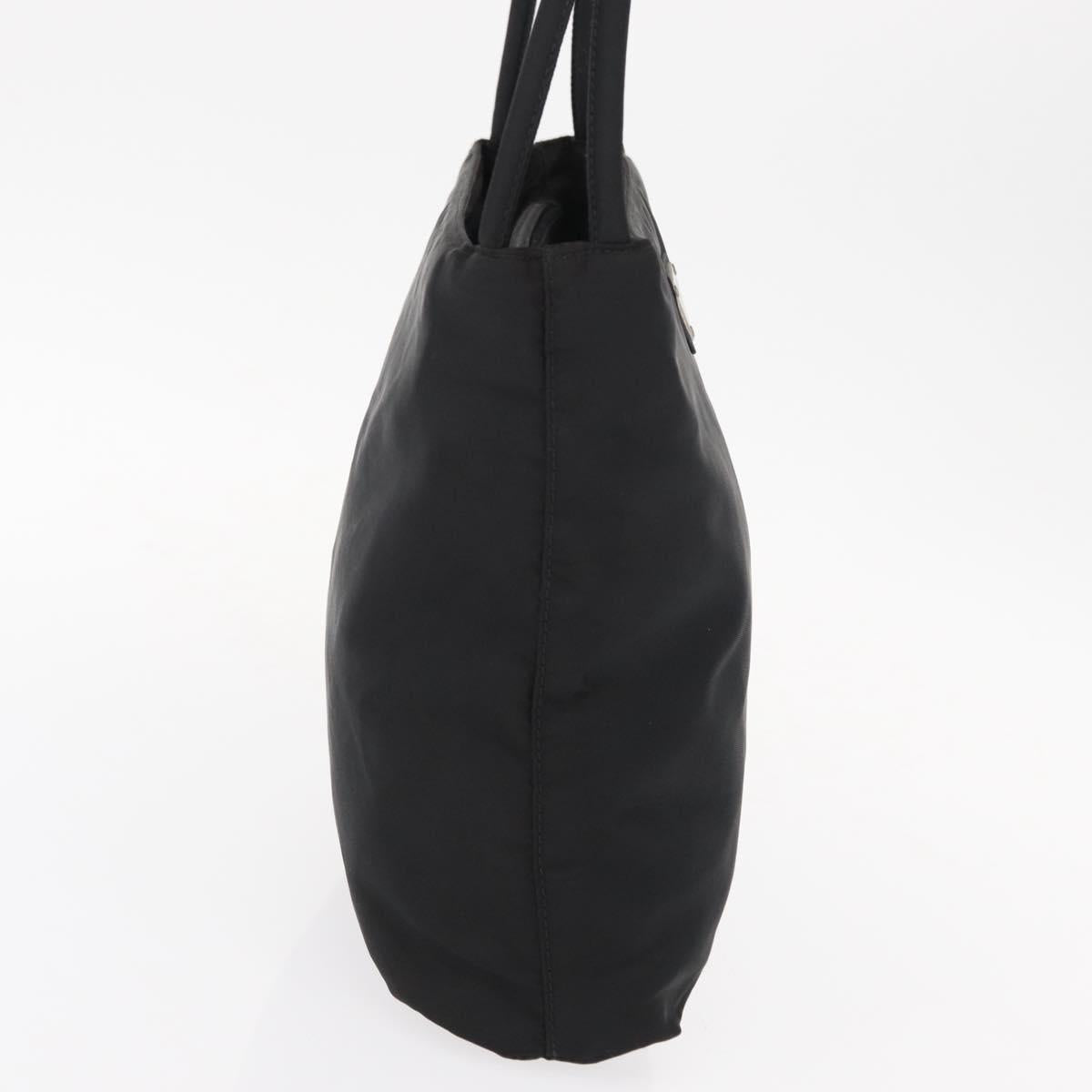 PRADA Hand Bag Nylon Black Silver Auth bs31159
