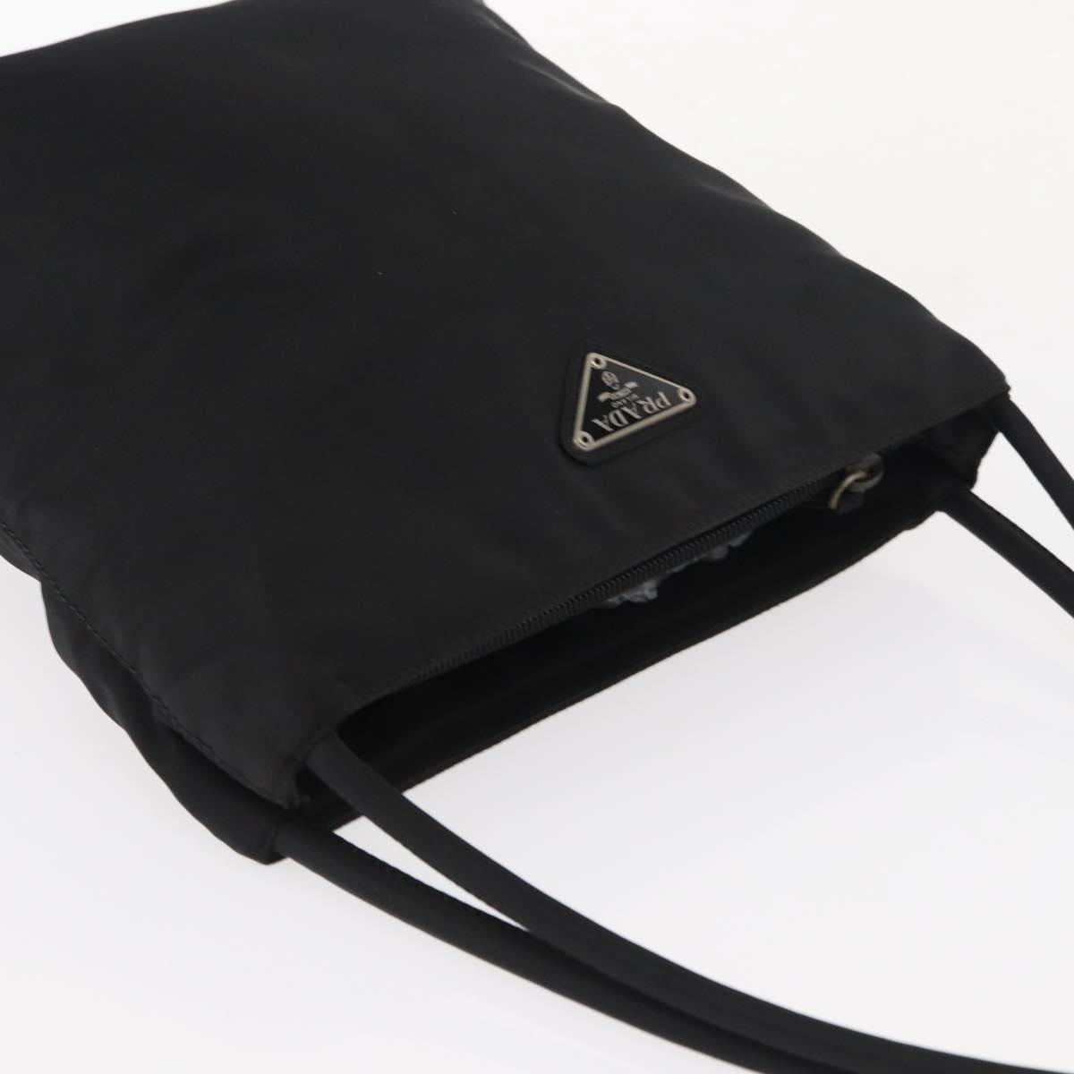 PRADA Hand Bag Nylon Black Silver Auth bs31159